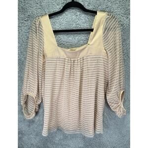 Anthro Meadow Rue Womens Small Top Allyson Blouse Square‎ Peach Fairy Boho